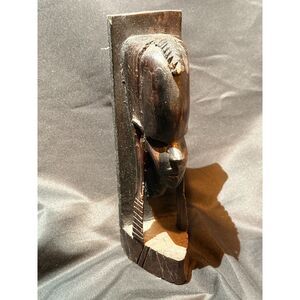 Hand Carved African Wood Mask Wall Sculpture 9”